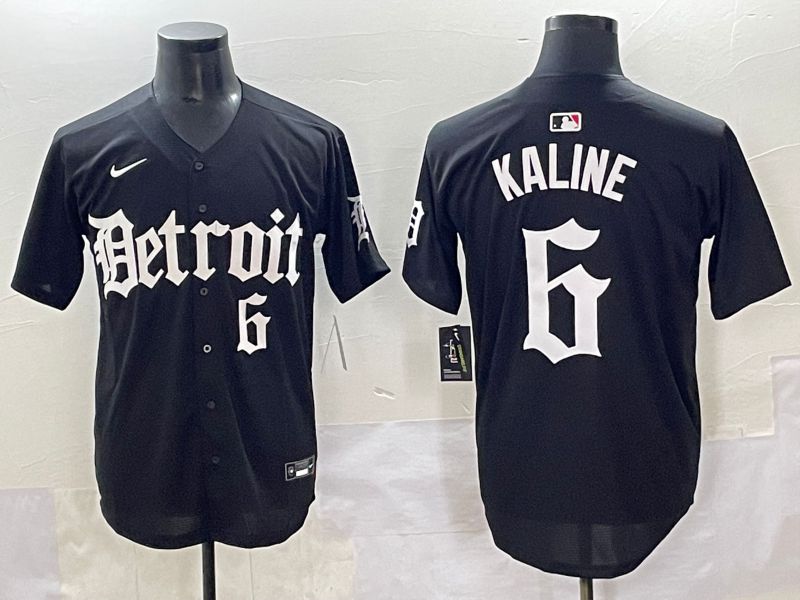 Men 2025 Detroit Tigers #6 Kaline Black Five generations Joint Name Nike MLB Jersey style 11->detroit tigers->MLB Jersey